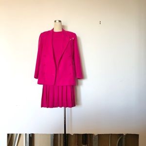 Edie Johne - Vintage Hot Pink Wool Blazer + Hanky
